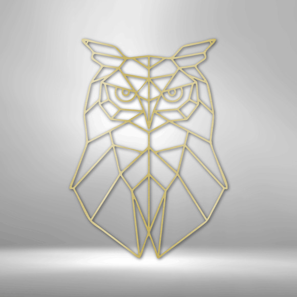 Geometric Owl Steel Sign Laser Cut Powder Coated Home & Office Metal Wall Decor